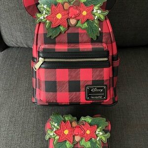 Loungefly Red and Black Plaid Backpack